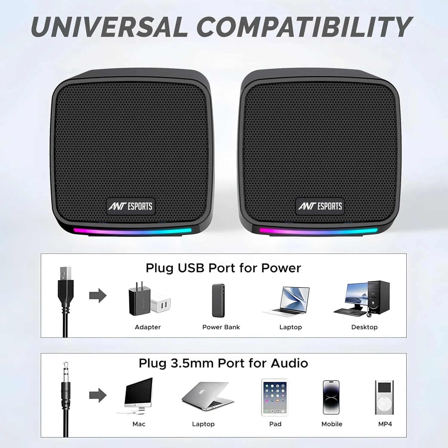 Ant Esports Speaker USB 2.0 GS195 RGB 10w view 5